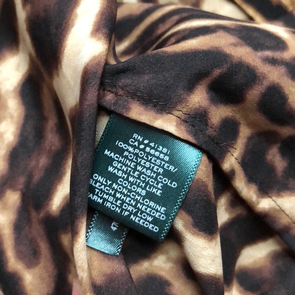 New Lauren Ralph Lauren Leopard sleeveless shirt top small black brown small - Picture 9 of 9